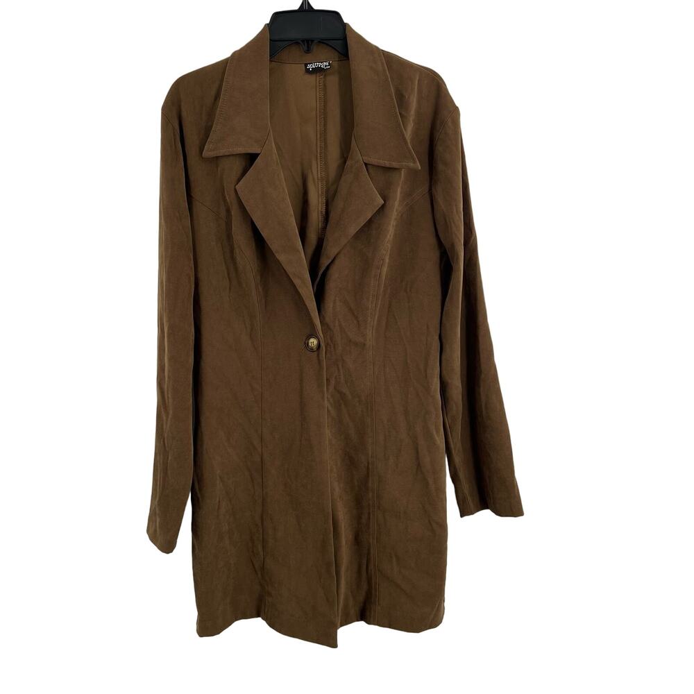 Vintage Faux Suede Long One Button Jacket Splurge by ISB Size‎ Small (estimated)